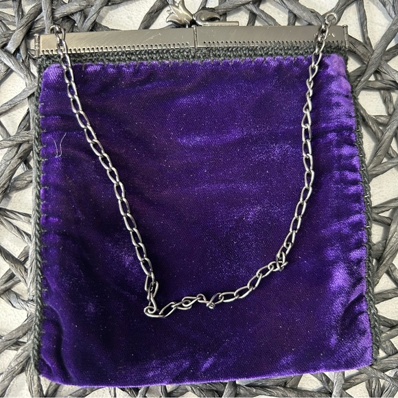 PRADA Velvet Clutch Purse Chain Strap Tulip Kiss Lock: Deep Purple Small - Picture 17 of 17